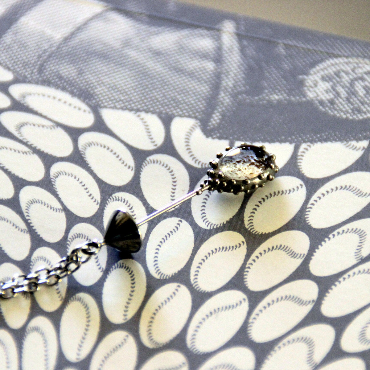 Clear Glass Mushroom Pendant – Silver Tone