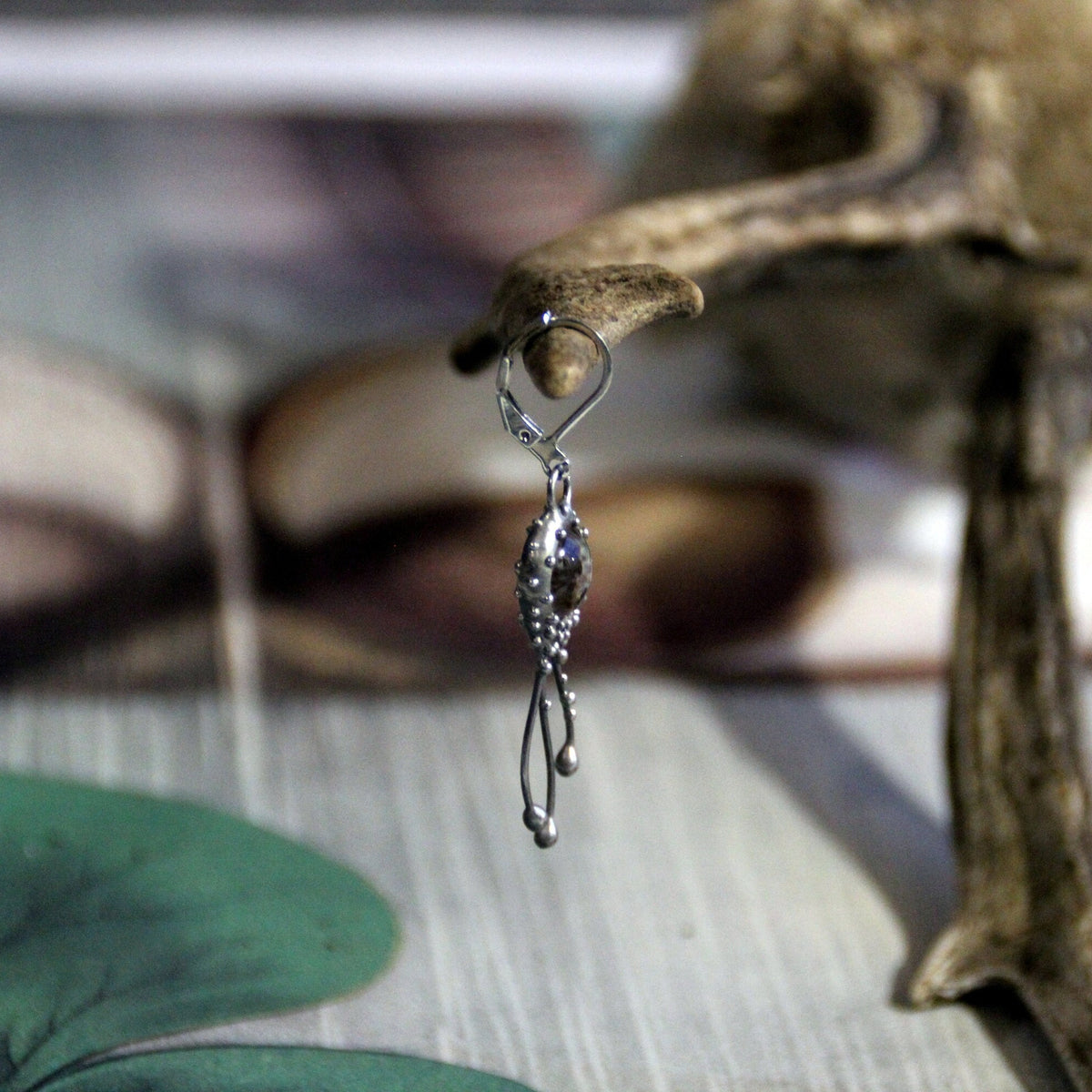 Clear Glass Jellyfish Single Earring – Blackened Copper