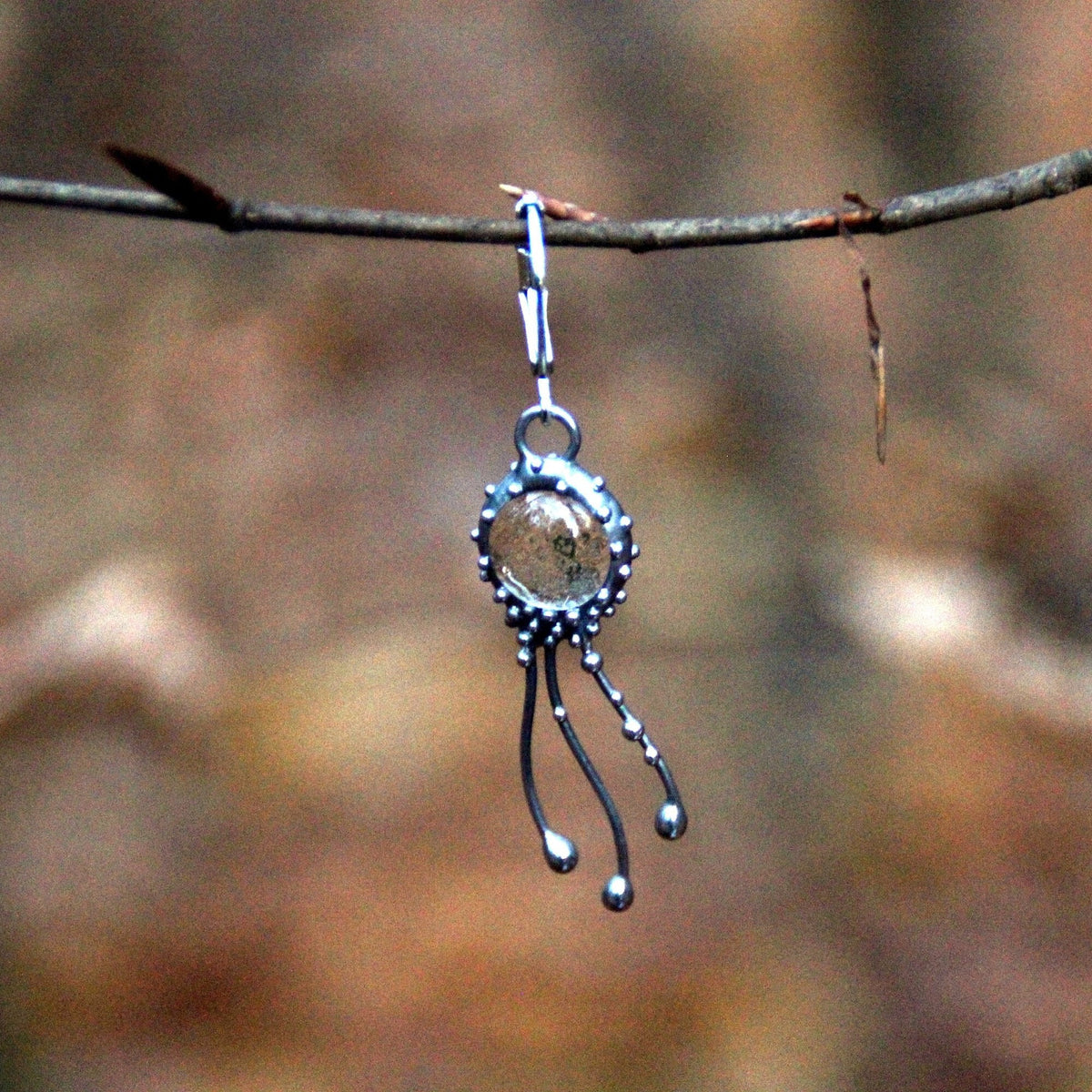 Clear Glass Jellyfish Single Earring – Blackened Copper