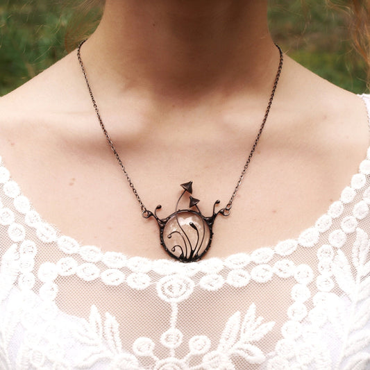 Mushroom Magnifier Necklace – Blackened Copper