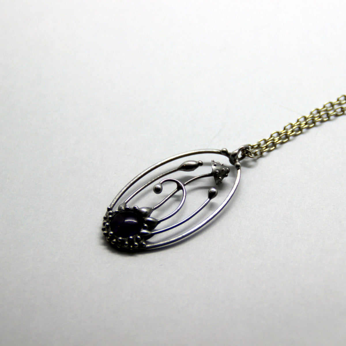 Amethyst Amanita Mushroom Necklace – Silver Tone