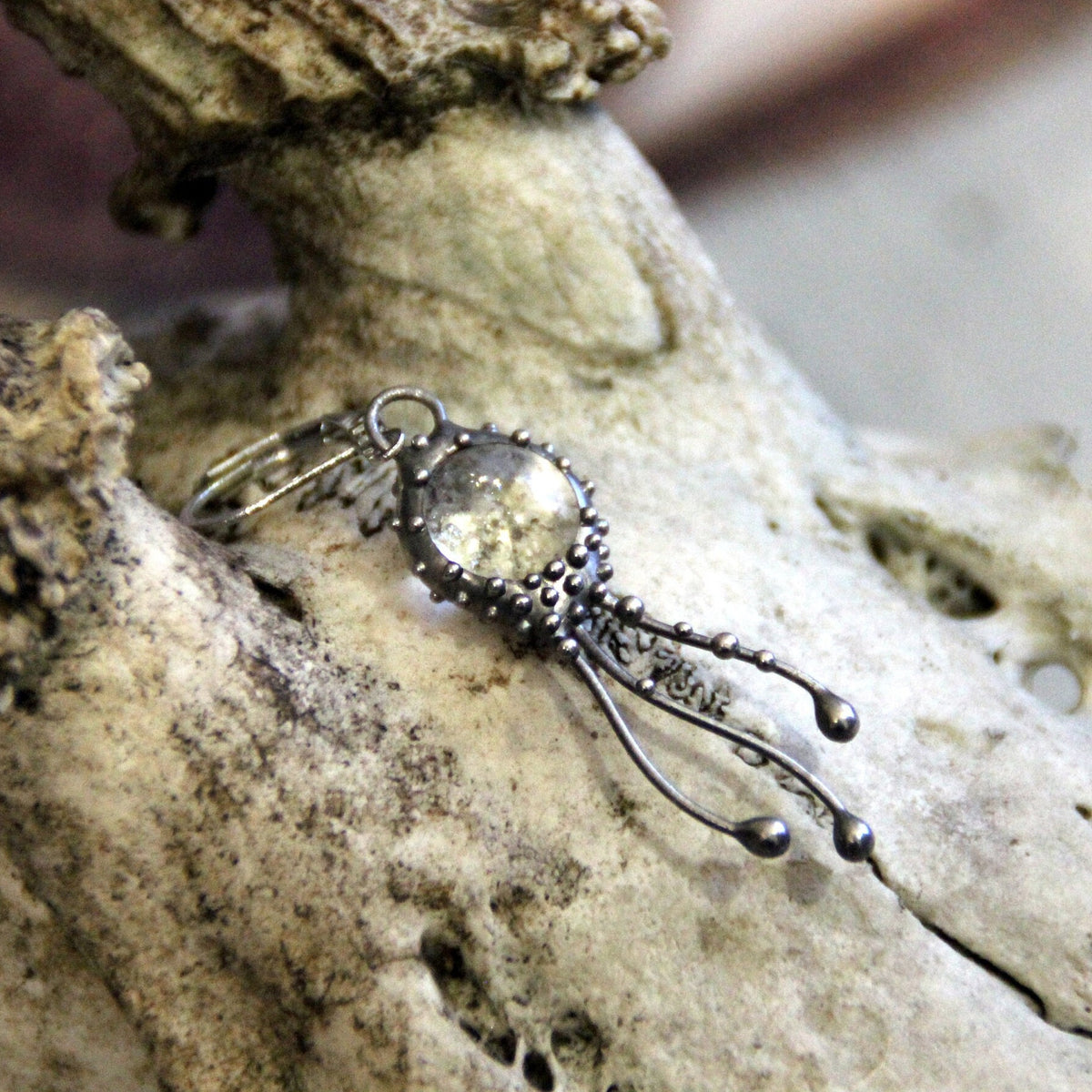 Clear Glass Jellyfish Single Earring – Blackened Copper
