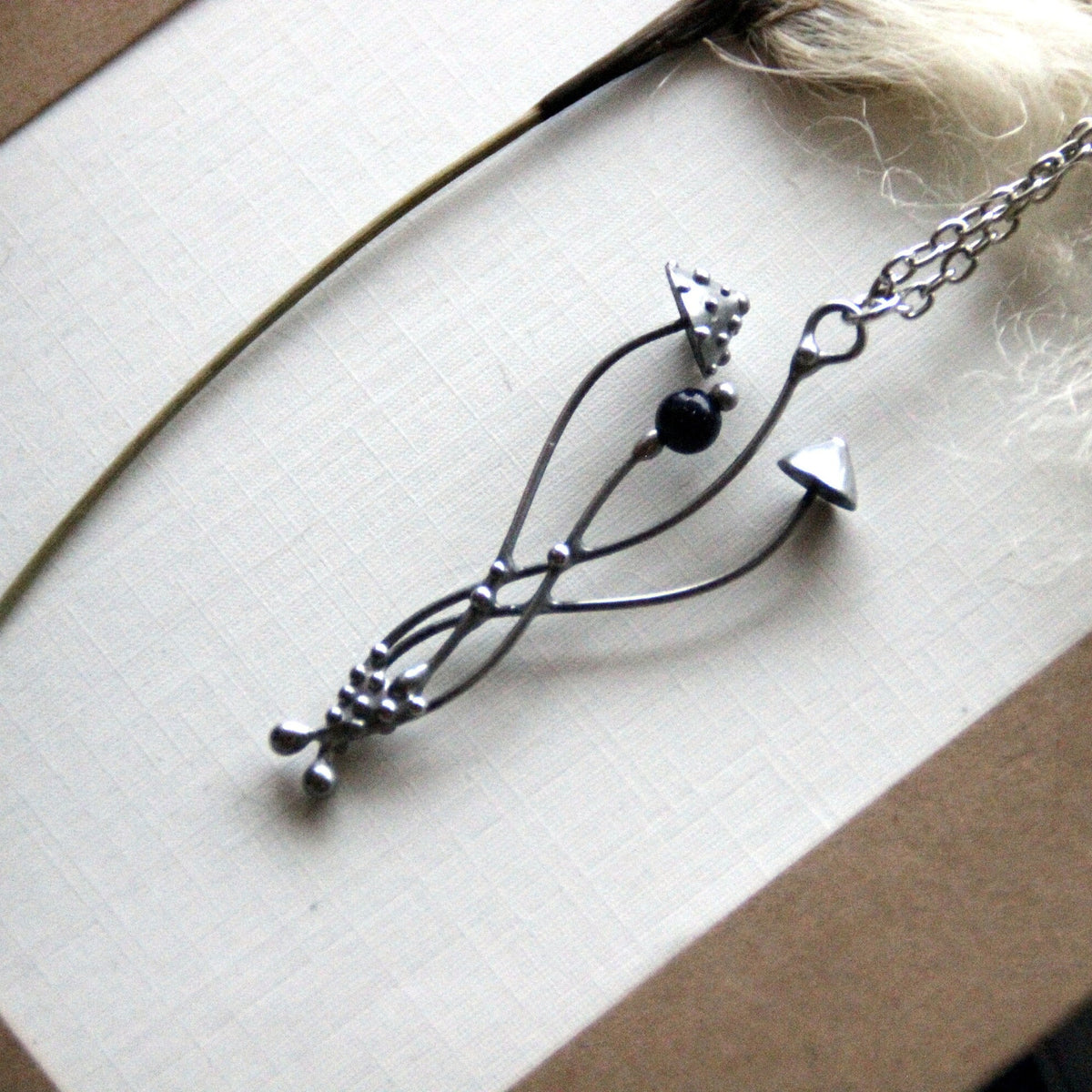 Black Aventurine Amanita Mushroom Necklace – Silver Tone