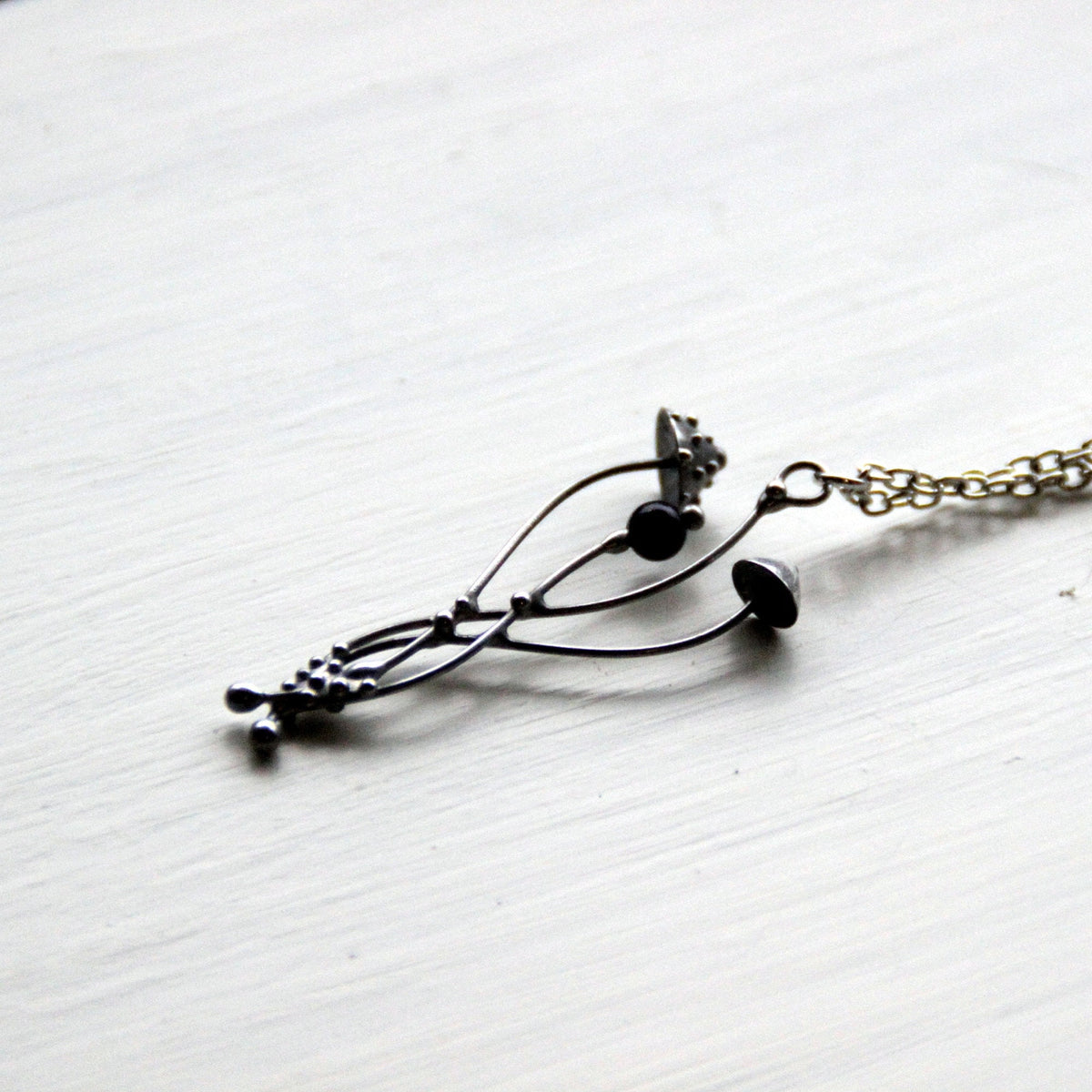 Black Aventurine Amanita Mushroom Necklace – Silver Tone