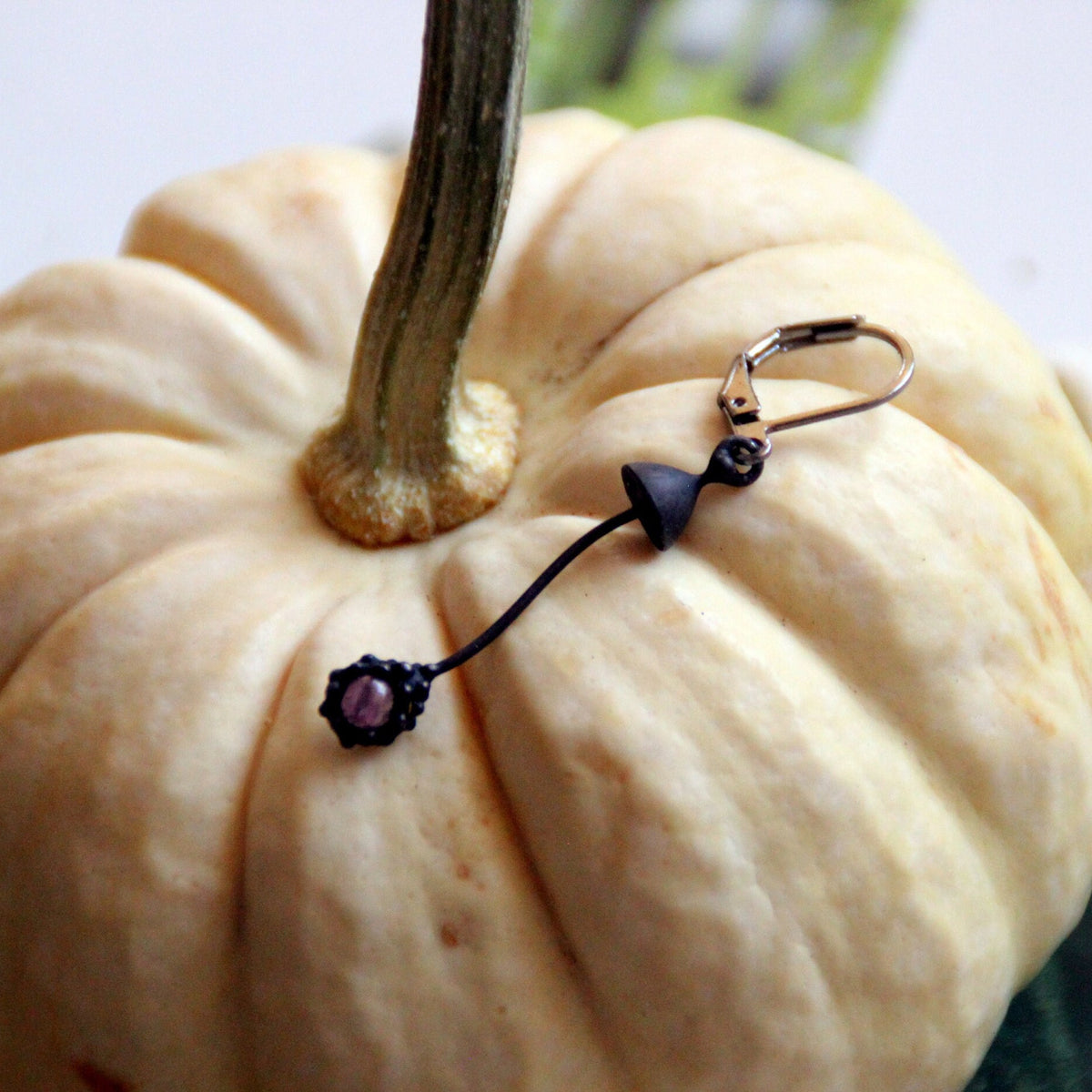Amethyst Mushroom Single Earring – Blackened Copper