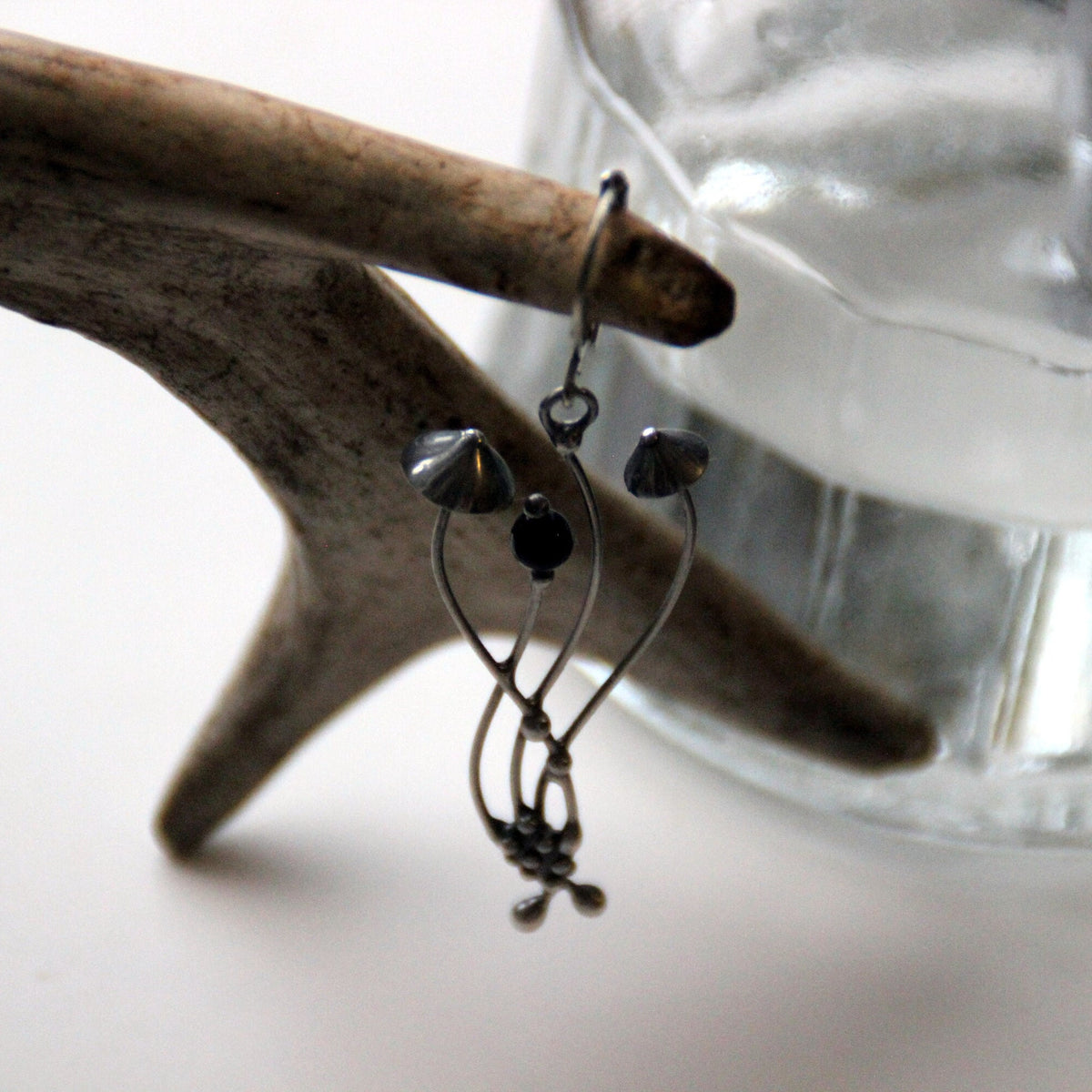 Aventurine Mushroom Single Earring – Silver Tone