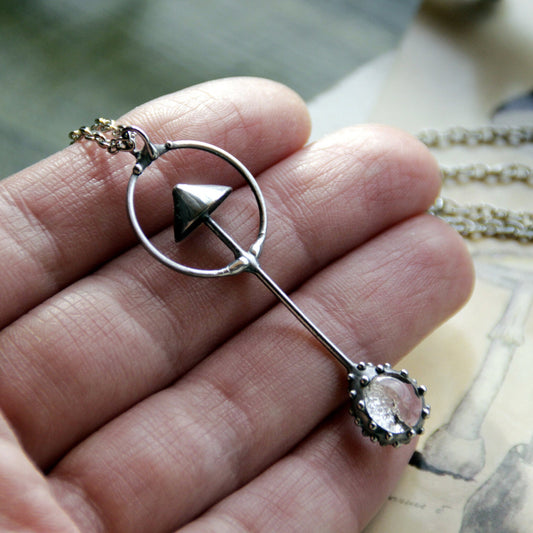 Clear Glass Mushroom Pendant Necklace – Silver Tone