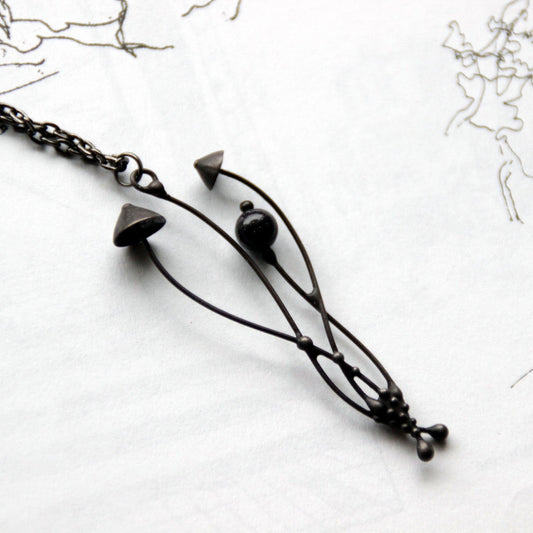 Black Aventurine Mushroom Necklace – Blackened Copper