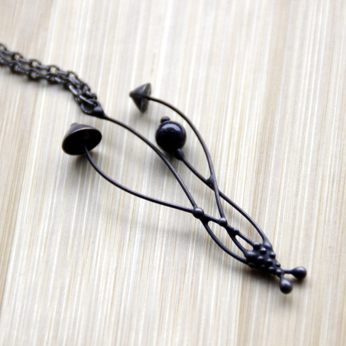 Black Aventurine Mushroom Necklace – Blackened Copper