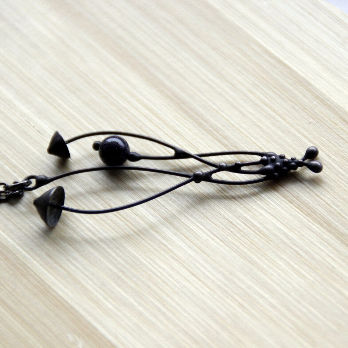 Black Aventurine Mushroom Necklace – Blackened Copper