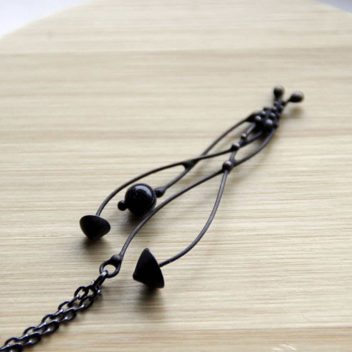 Black Aventurine Mushroom Necklace – Blackened Copper