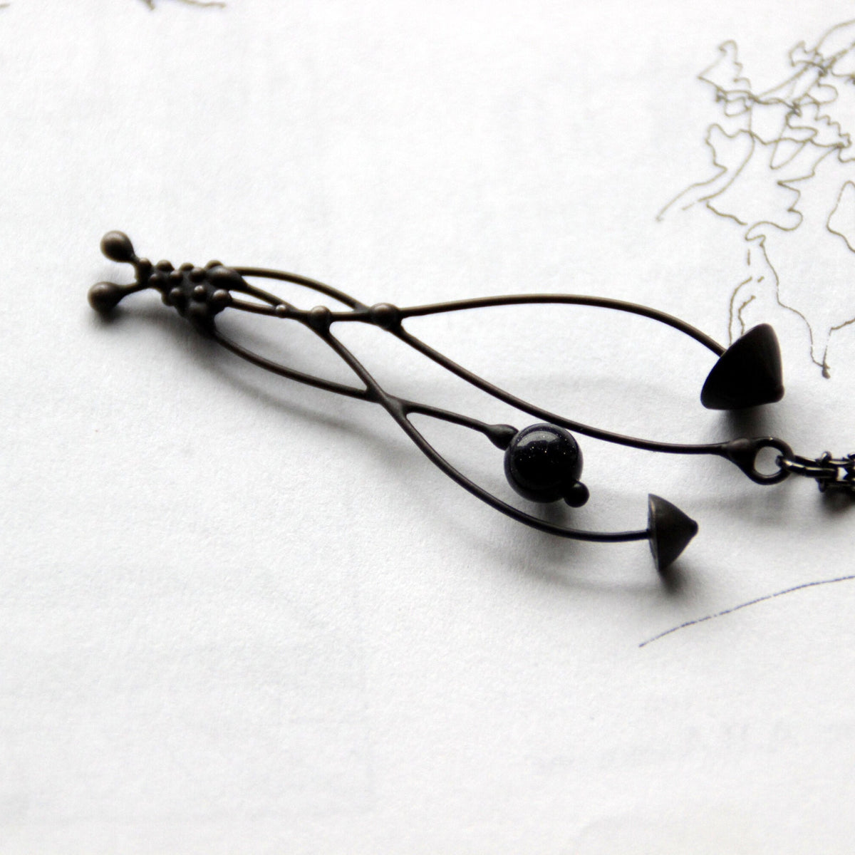 Black Aventurine Mushroom Necklace – Blackened Copper
