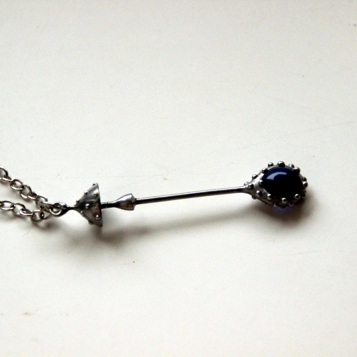 Blue Stained Glass Amanita Mushroom Necklace – Silver Tone