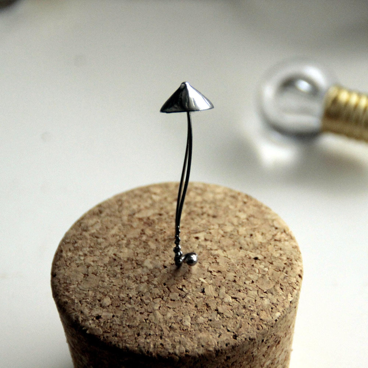 Silver Tone Mushroom Brooch