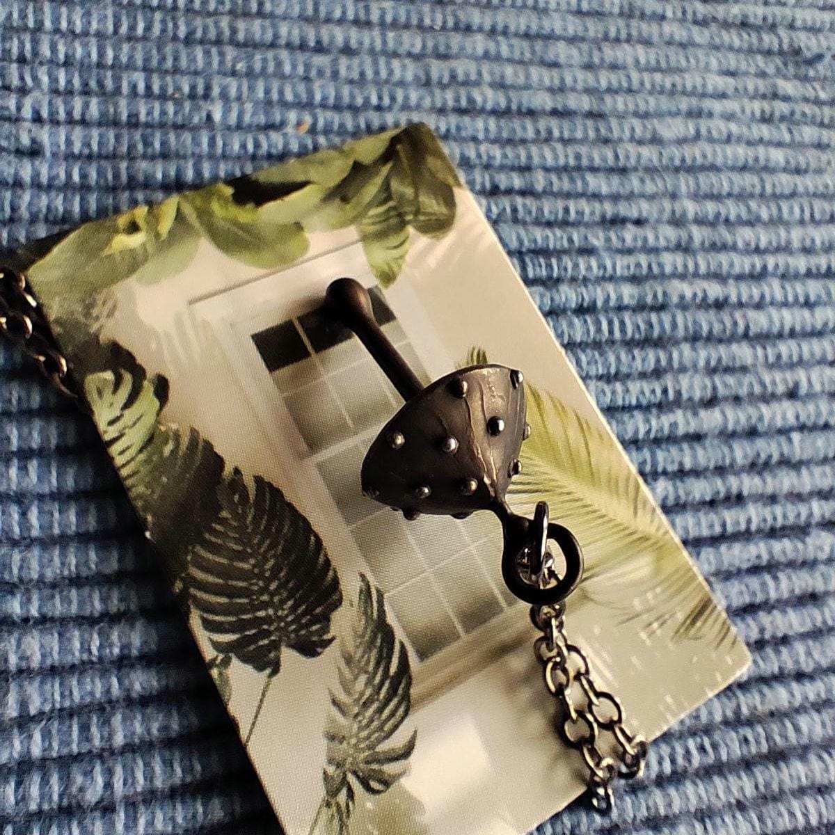 Black Amanita Mushroom Pendant Necklace – Blackened Copper