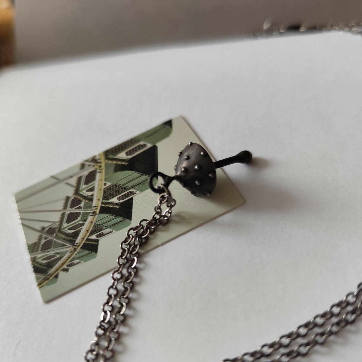 Black Amanita Mushroom Pendant Necklace – Blackened Copper