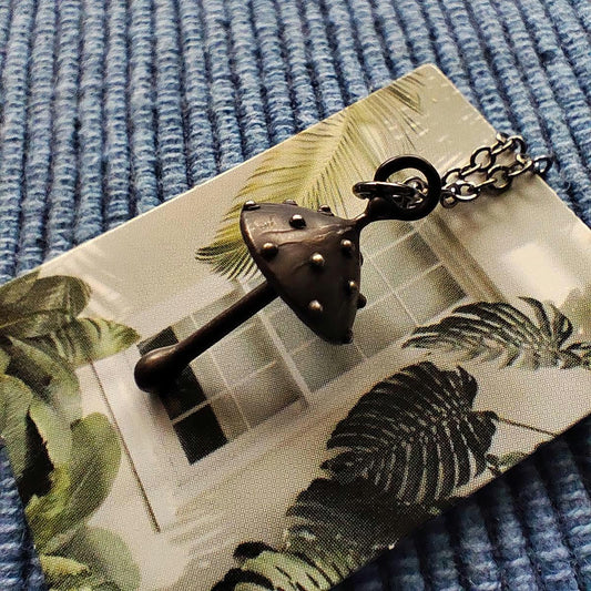 Black Amanita Mushroom Pendant Necklace – Blackened Copper