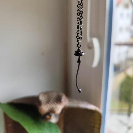 Black Amanita Mushroom Necklace – Blackened Copper