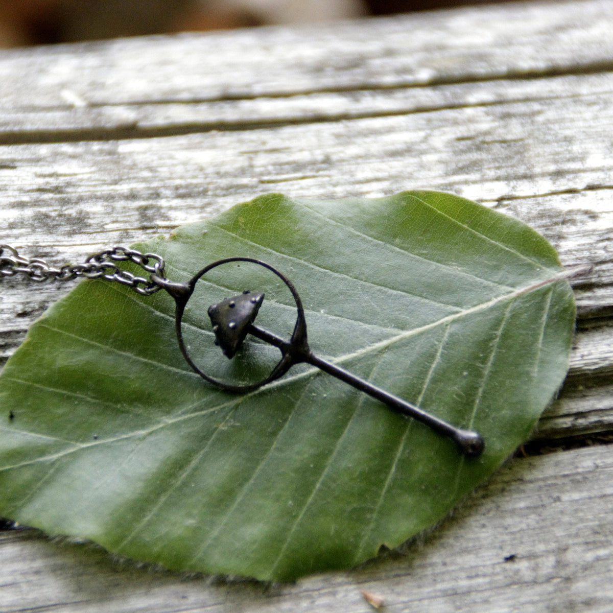 Black Amanita Mushroom Necklace – Copper & Pewter