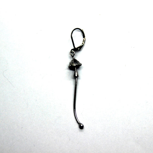 Silver Tone Amanita Mushroom Single Earring