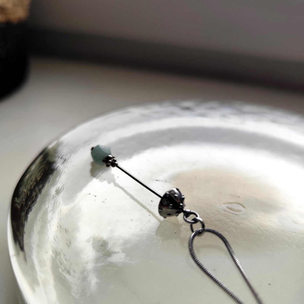 Amazonite Amanita Mushroom Pendant Necklace – Silver Tone