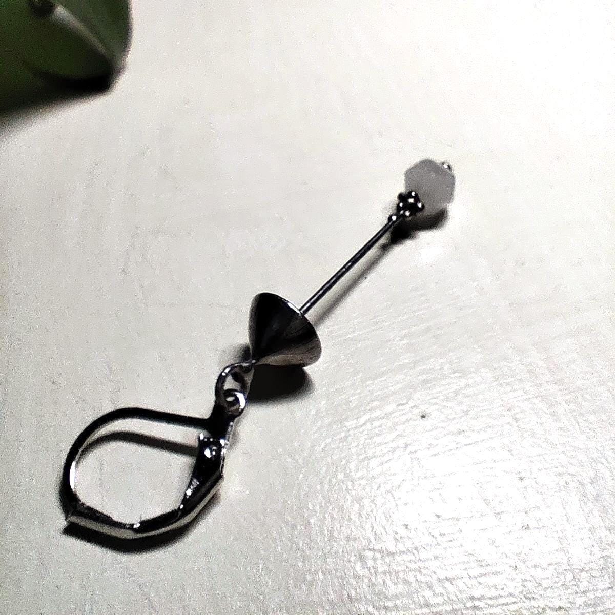 Rose Quartz Mushroom Single Earring – Silver Tone