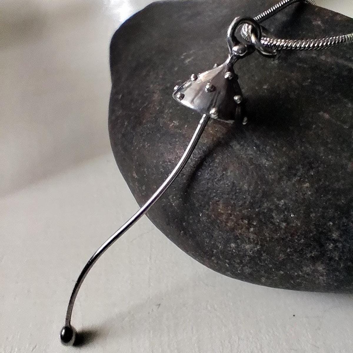 Silver Tone Amanita Mushroom Necklace – Copper & Pewter Toadstool Pendant – Mycology