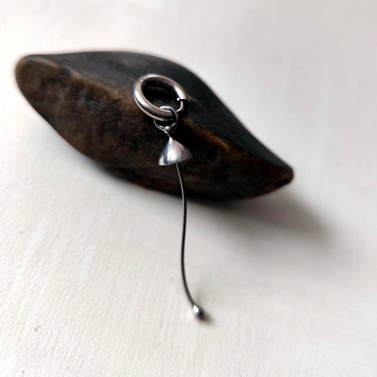 Silver Tone Mushroom Single Earring – Copper & Pewter Mycology