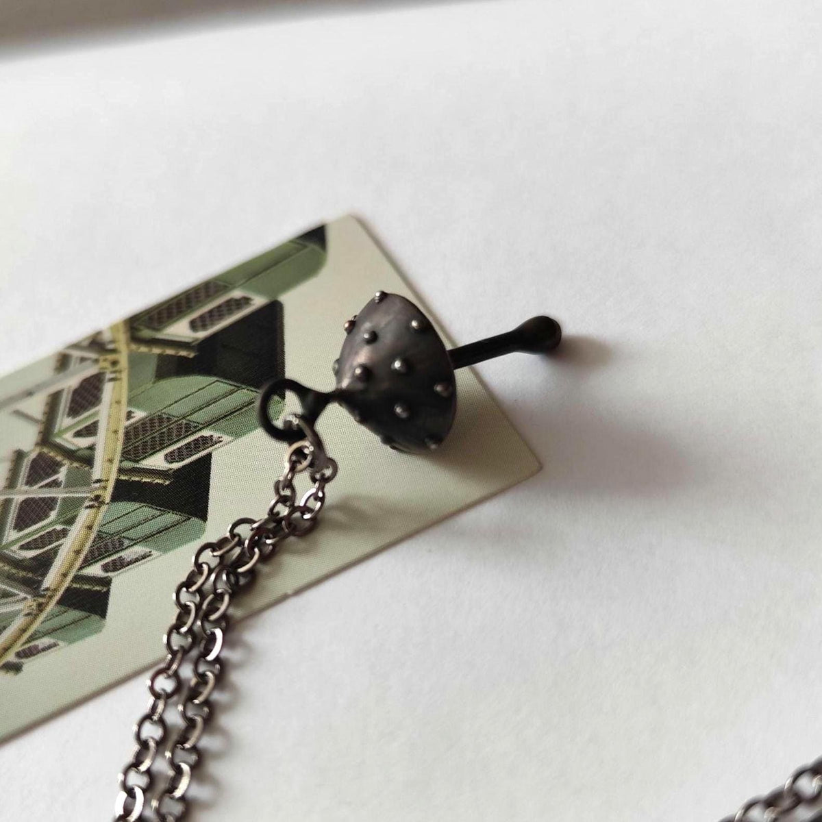 Black Amanita Mushroom Pendant Necklace – Blackened Copper