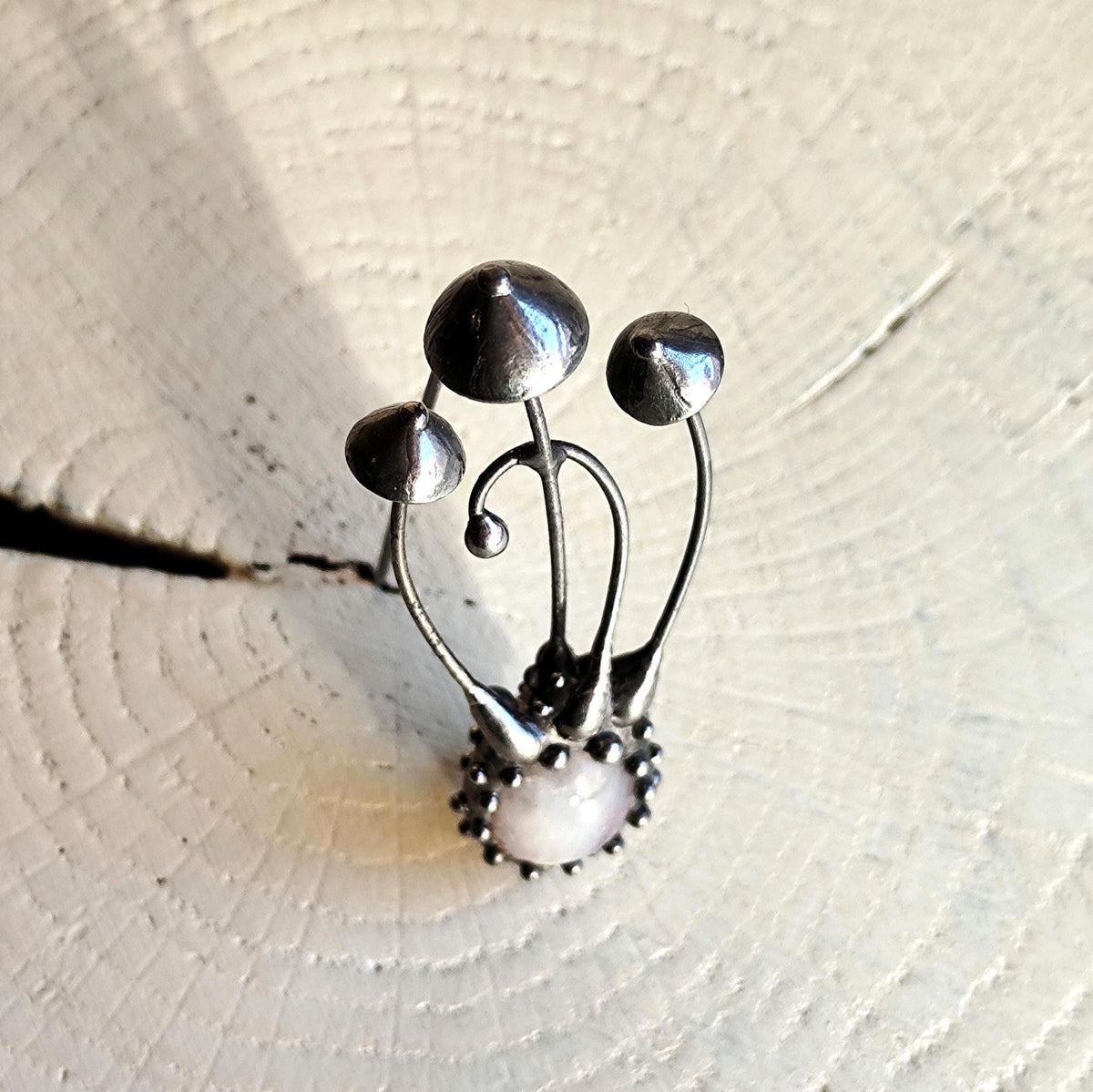 Moonstone Mushroom Brooch