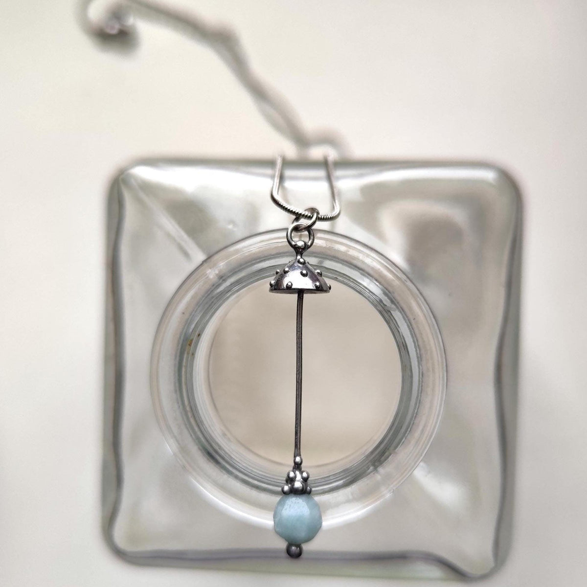 Amazonite Amanita Mushroom Pendant Necklace – Silver Tone