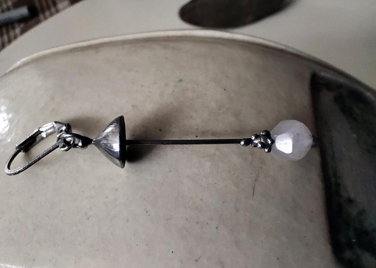 Rose Quartz Mushroom Single Earring – Silver Tone