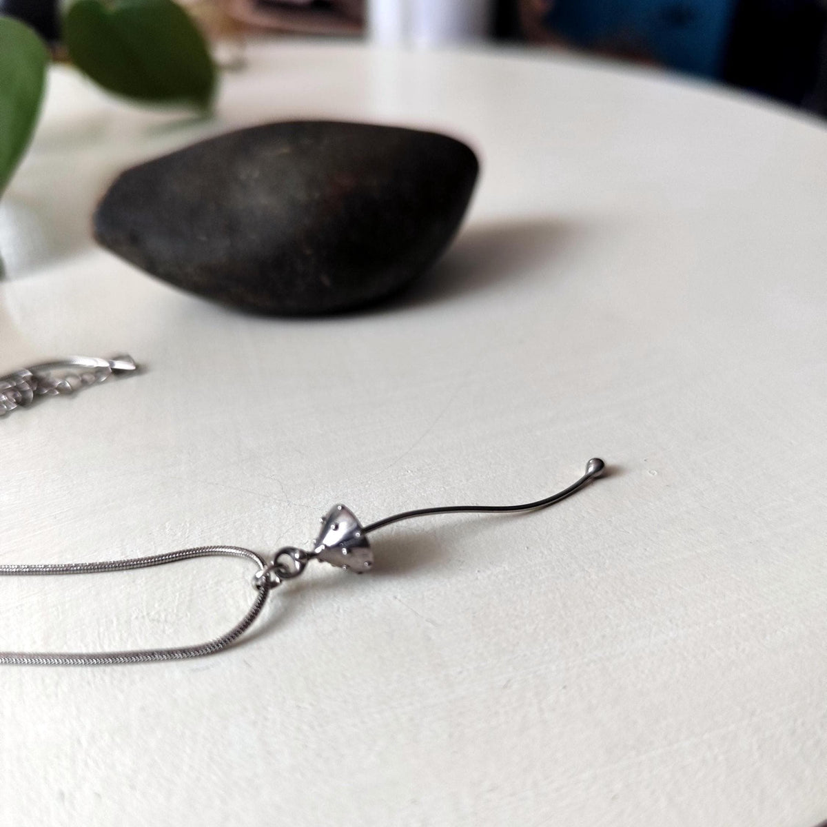 Silver Tone Amanita Mushroom Necklace – Copper & Pewter Toadstool Pendant – Mycology