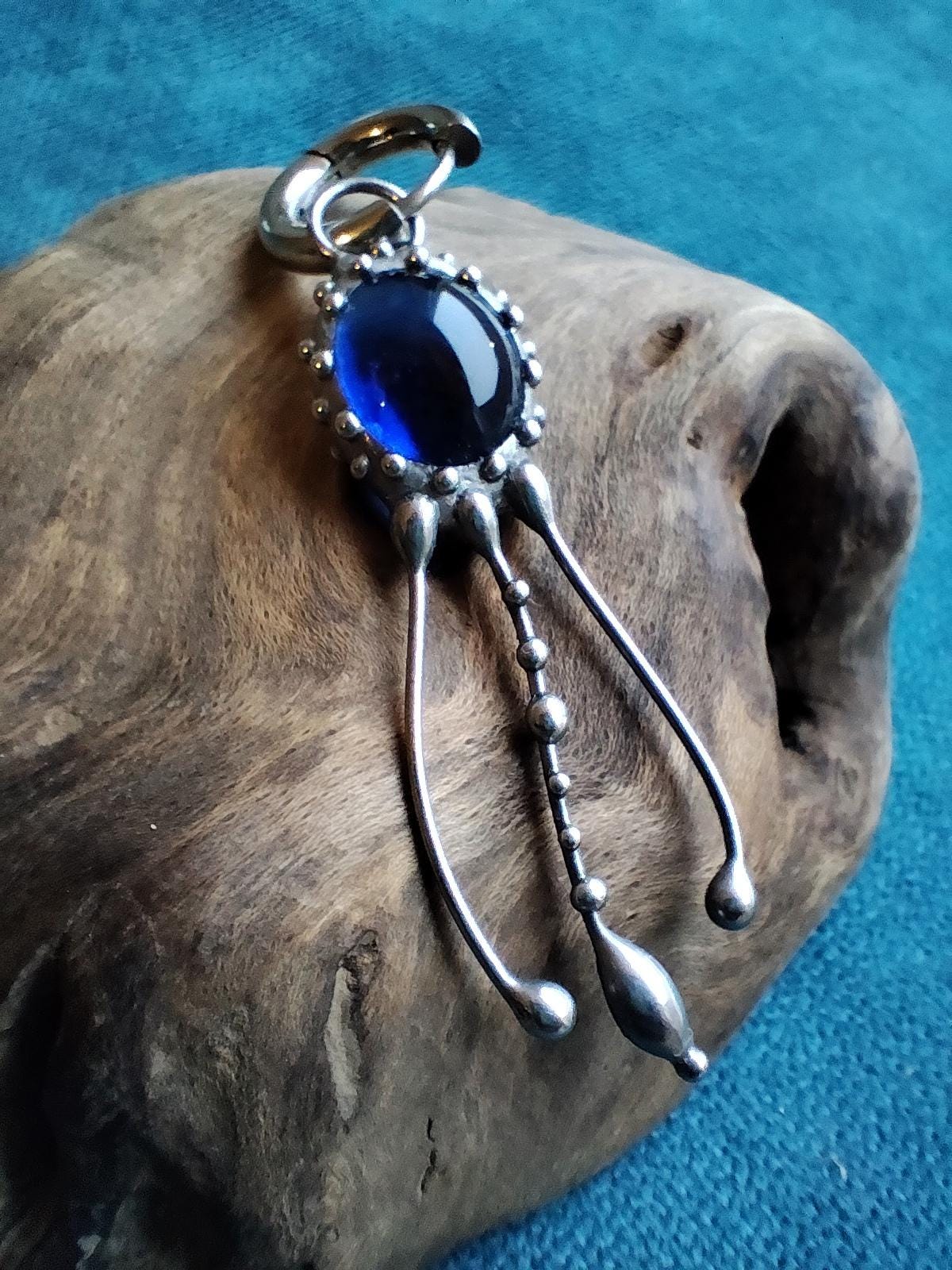 Blue Glass Jellyfish Single Earring – Silver Tone