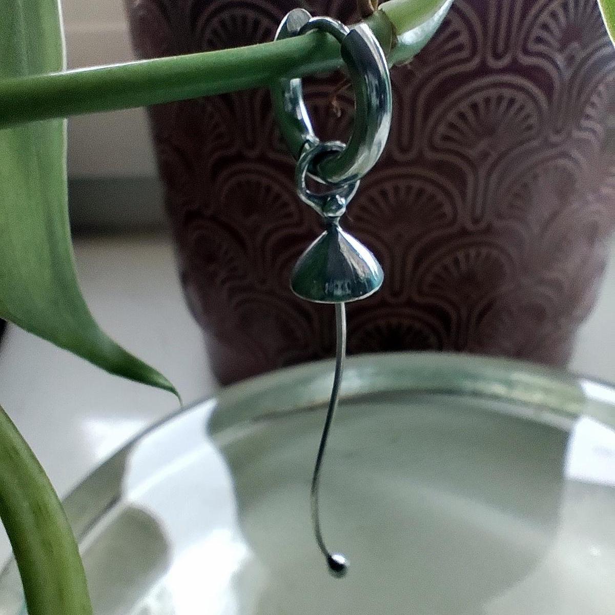 Silver Tone Mushroom Single Earring – Copper & Pewter Mycology