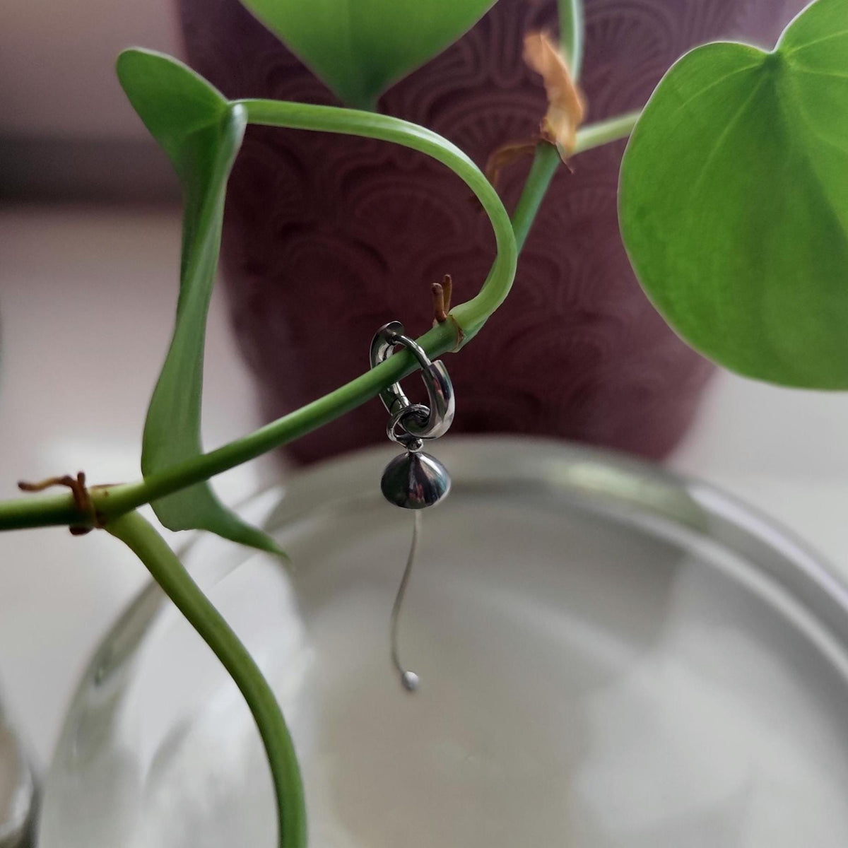 Silver Tone Mushroom Single Earring – Copper & Pewter Mycology