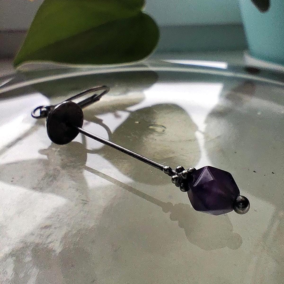 Amethyst Mushroom Single Earring – Silver Tone