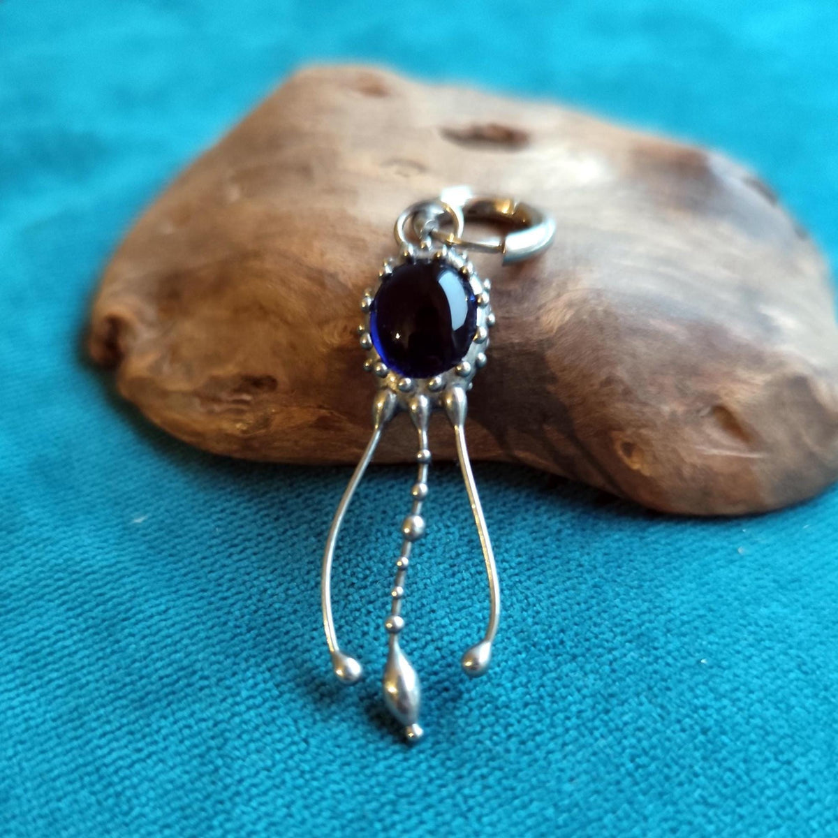 Blue Glass Jellyfish Single Earring – Silver Tone