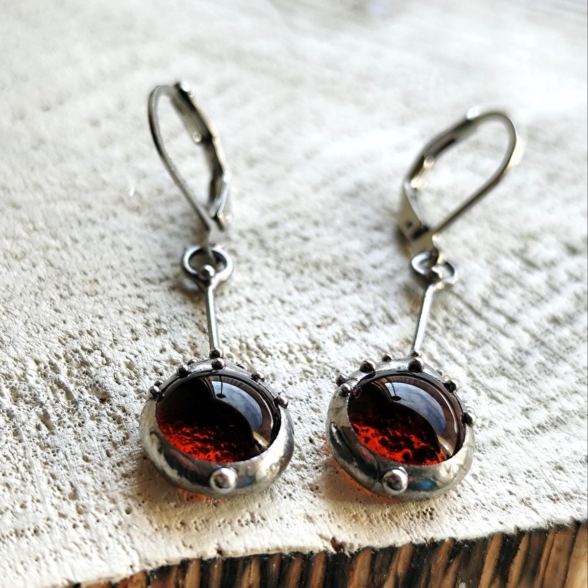 Brown Stained Glass Earrings