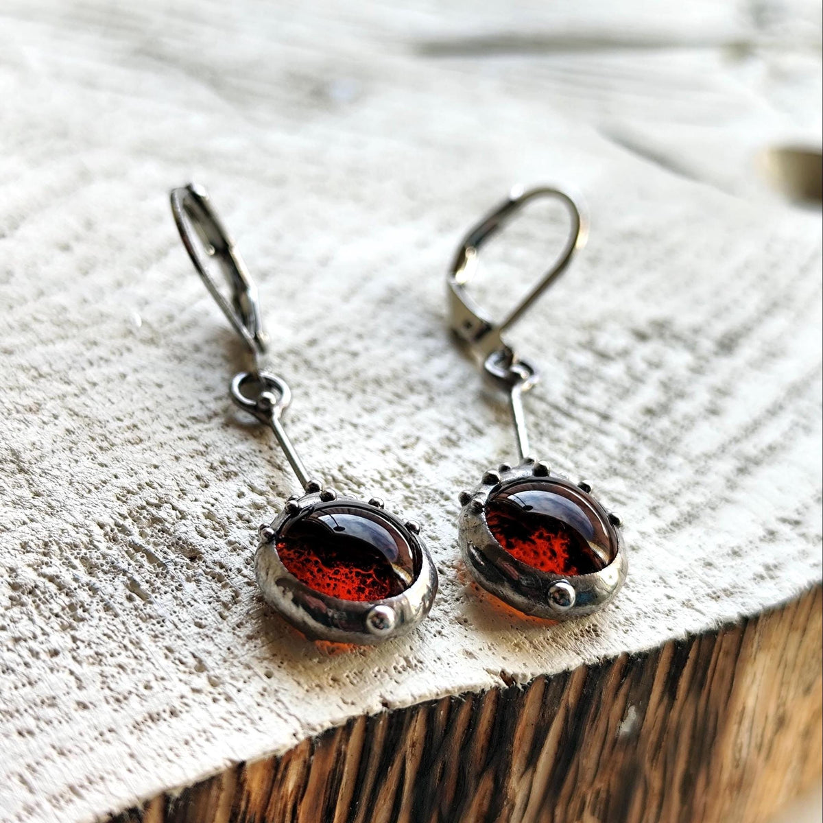 Brown Stained Glass Earrings