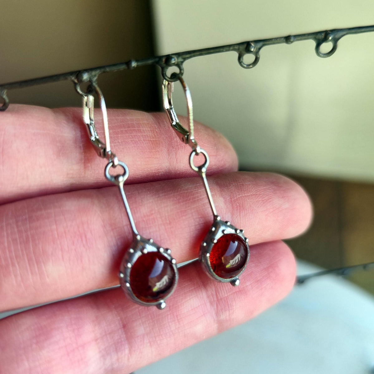 Brown Stained Glass Earrings