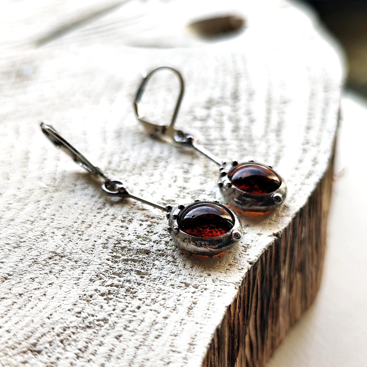 Brown Stained Glass Earrings