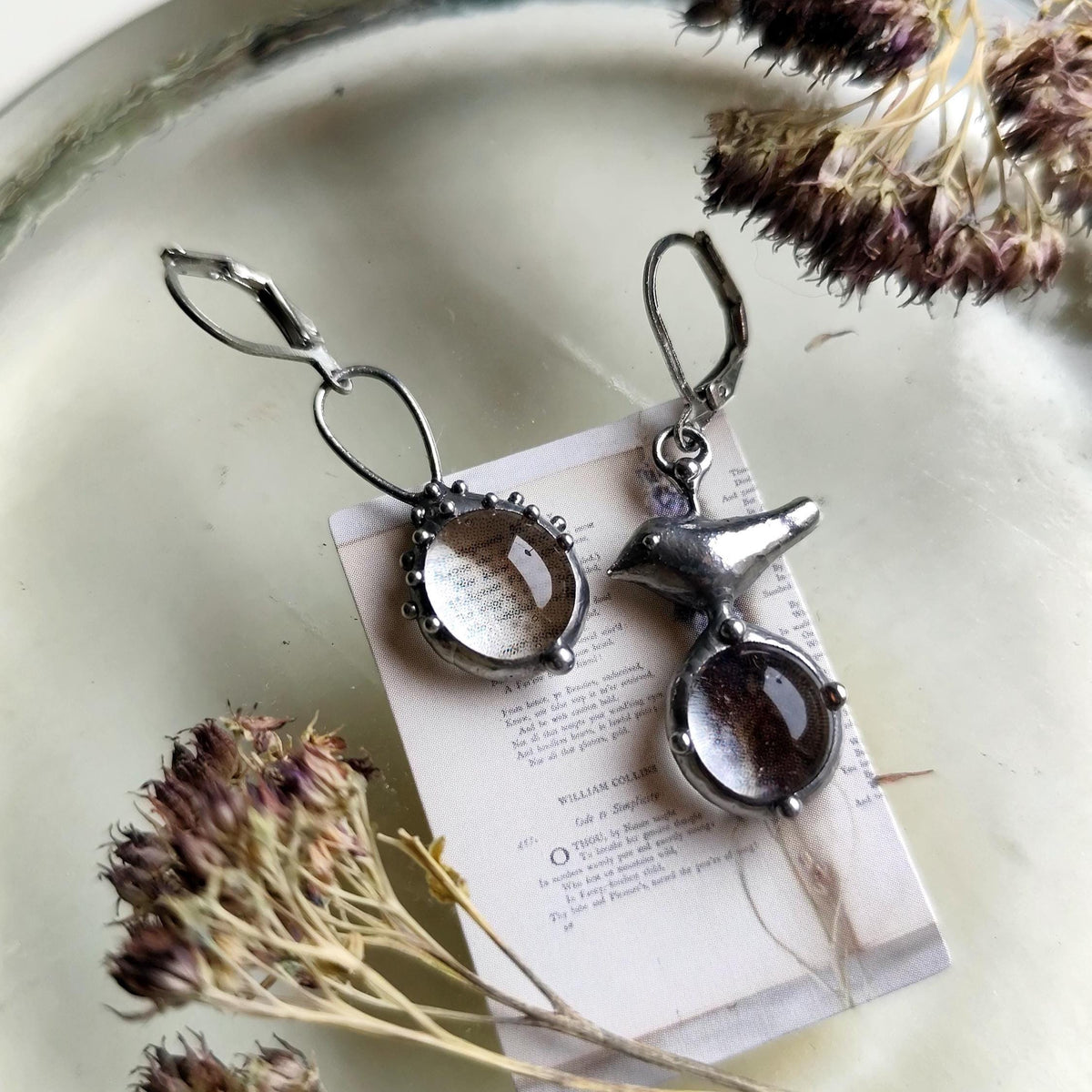 Silver Tone Mismatched Bird Earrings