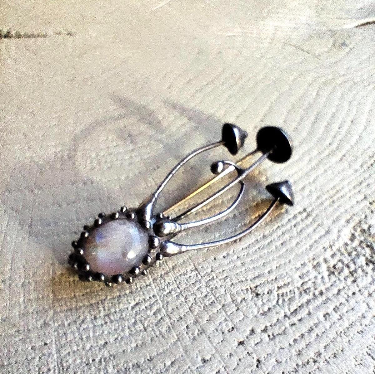 Moonstone Mushroom Brooch