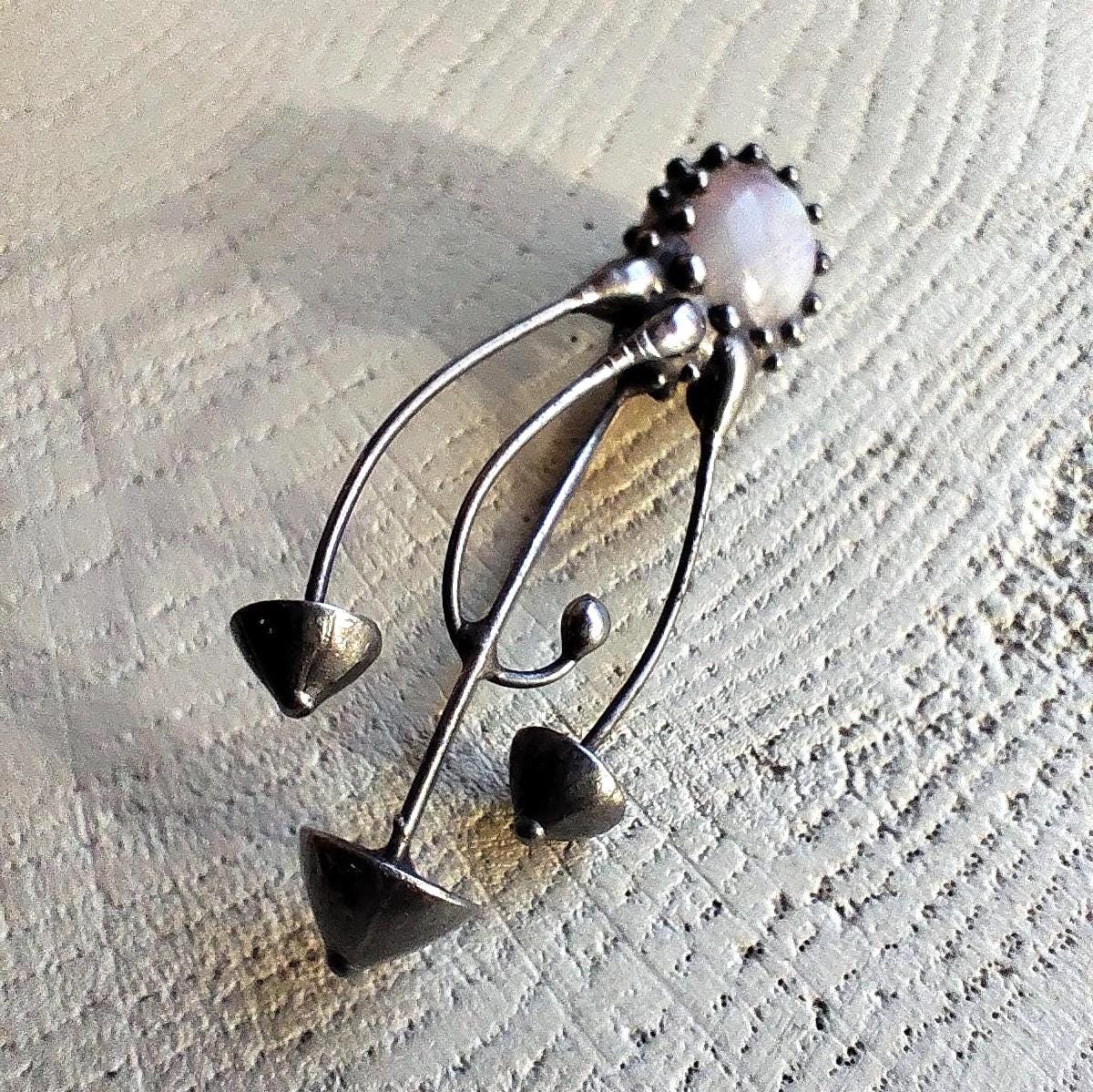 Moonstone Mushroom Brooch