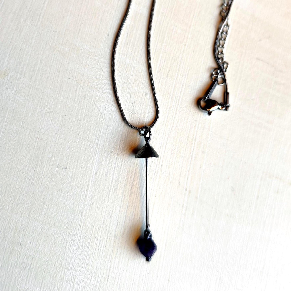 Amethyst Mushroom Pendant Necklace – Silver Tone