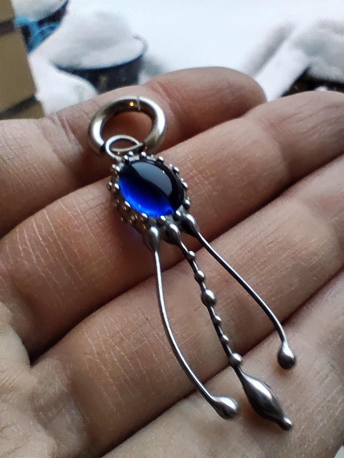 Blue Glass Jellyfish Single Earring – Silver Tone