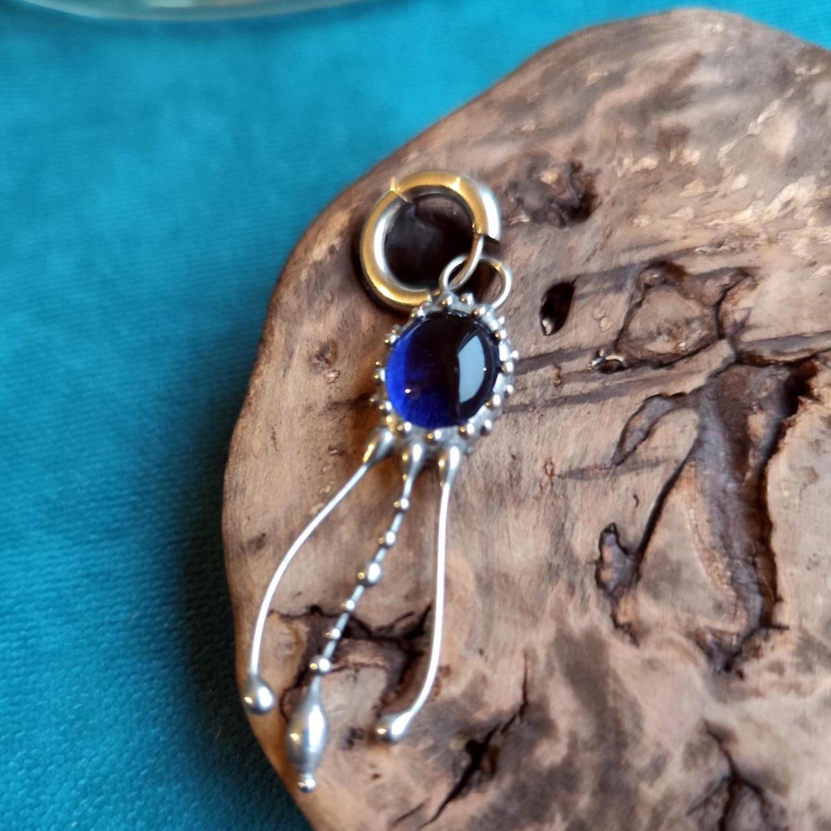 Blue Glass Jellyfish Single Earring – Silver Tone