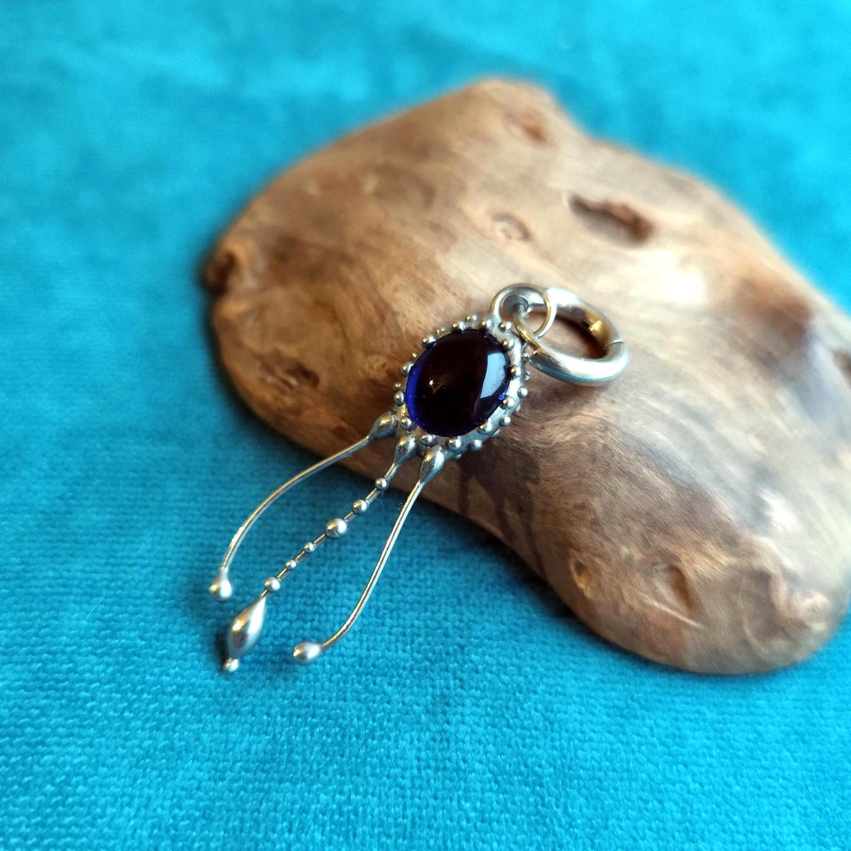 Blue Glass Jellyfish Single Earring – Silver Tone