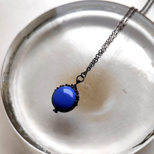 Blue Glass Choker Necklace – Blackened Copper